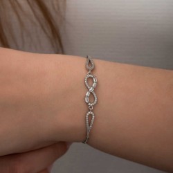 Gümüş Baget Taşlı Sonsuzluk Bileklik Gümüş Baget Taşlı Sonsuzluk Bileklik