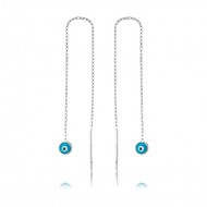 Gümüş Nazar Zincirli Küpe Gümüş Nazar Zincirli Küpe