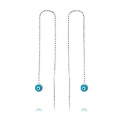 Gümüş Nazar Zincirli Küpe