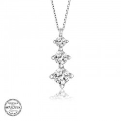 Swarovski Taşlı Gümüş Üçtaş Tektaş Bayan Kolye