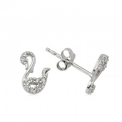 Gümüş Kuğu Çivili Küpe Gümüş Kuğu Çivili Küpe