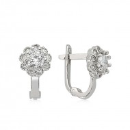 Gümüş Beyaz Taşlı Çiçek Küpe Gümüş Beyaz Taşlı Çiçek Küpe