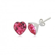 Gümüş Pembe Kalpli Çivili Küpe Gümüş Pembe Kalpli Çivili Küpe