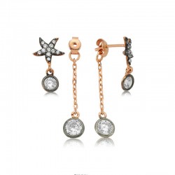 Gümüş Zincirli Deniz Yıldızı Küpe Gümüş Zincirli Deniz Yıldızı Küpe