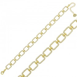 Gümüş Gold Kare Taşlı Bayan Bileklik Gümüş Gold Kare Taşlı Bayan Bileklik