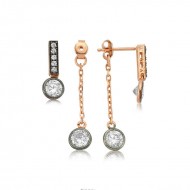 Gümüş Zincirli Tek Taş Küpe Gümüş Zincirli Tek Taş Küpe