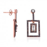 Gümüş Siyah Dikdörtgen Sallantılı  Küpe Gümüş Siyah Dikdörtgen Sallantılı  Küpe