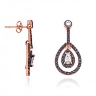 Gümüş Siyah Damla Sallantılı Küpe Gümüş Siyah Damla Sallantılı Küpe