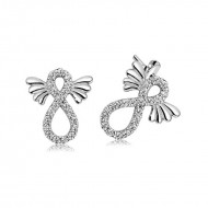 Gümüş Kanatlı Sonsuzluk Çivili Küpe Gümüş Kanatlı Sonsuzluk Çivili Küpe