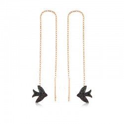 Gümüş Kırlangıç Zincirli Küpe