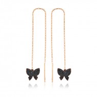 Gümüş Kelebek Zincir Küpe