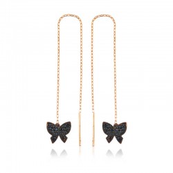 Gümüş Kelebek Zincir Küpe