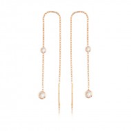 Gümüş Zincirli Beyaz Taşlı Küpe