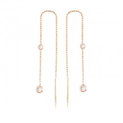 Gümüş Zincirli Beyaz Taşlı Küpe