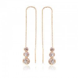 Gümüş Beyaz Taşlı Zincirli Küpe