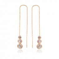 Gümüş Beyaz Taşlı Zincirli Küpe Gümüş Beyaz Taşlı Zincirli Küpe