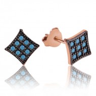 Gümüş Mavi Kare Çivili Küpe Gümüş Mavi Kare Çivili Küpe