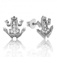 Gümüş Kurbağa Çivili Küpe