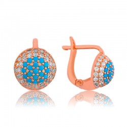 Gümüş Mavi Yuvarlak Küpe Gümüş Mavi Yuvarlak Küpe