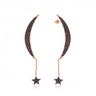 Gümüş Zincirli Ay Yıldız Küpe Gümüş Zincirli Ay Yıldız Küpe