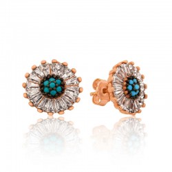 Gümüş Papatya Çivili Küpe