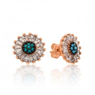 Gümüş Papatya Çivili Küpe