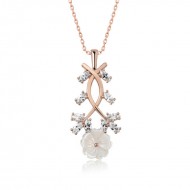 Gümüş Rose Beyaz Bahar Çiçeği Kolye Gümüş Rose Beyaz Bahar Çiçeği Kolye