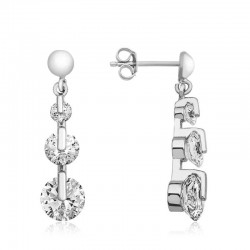 Gümüş 3 Taş Tria Çivili Küpe