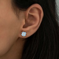 Gümüş Fosforlu Mavi Yonca Küpe Gümüş Fosforlu Mavi Yonca Küpe