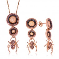 Gümüş Örümcek ve Yaprak Bayan Set Gümüş Örümcek ve Yaprak Bayan Set