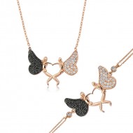 Gümüş Kalpli Melek Bayan Set Gümüş Kalpli Melek Bayan Set