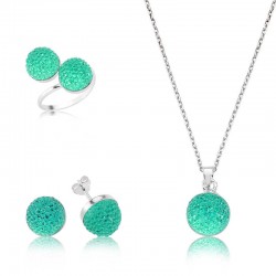 Gümüş Yeşil Kristal Taşlı Bayan Set Gümüş Yeşil Kristal Taşlı Bayan Set