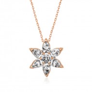 ​Gümüş Rose Beyaz Çiçek Kolye