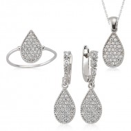 Gümüş Zirkon Taşlı Damla Set Gümüş Zirkon Taşlı Damla Set