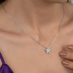 Swarovski Taşlı Gümüş Yıldız Bayan Kolye Swarovski Taşlı Gümüş Yıldız Bayan Kolye