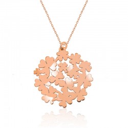 Gümüş Rose Yonca Buketi Kolye