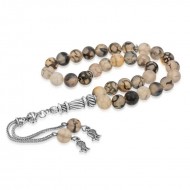 Doğaltaş Metal Püsküllü Akik Taşlı Tesbih Doğaltaş Metal Püsküllü Akik Taşlı Tesbih