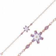 Gümüş Rose Lila Lotus Çiçeği Bileklik Gümüş Rose Lila Lotus Çiçeği Bileklik