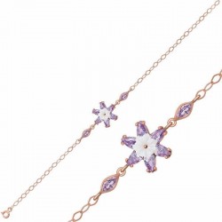 Gümüş Rose Lila Lotus Çiçeği Bileklik Gümüş Rose Lila Lotus Çiçeği Bileklik