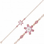 Gümüş Rose Pembe Lotus Çiçeği Bileklik Gümüş Rose Pembe Lotus Çiçeği Bileklik