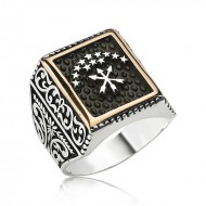 Gümüş Çerkes Bayrağı Erkek Yüzük Gümüş Çerkes Bayrağı Erkek Yüzük