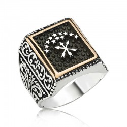 Gümüş Çerkes Bayrağı Erkek Yüzük Gümüş Çerkes Bayrağı Erkek Yüzük