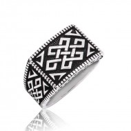 Gümüş Desenli Erkek Yüzük Gümüş Desenli Erkek Yüzük