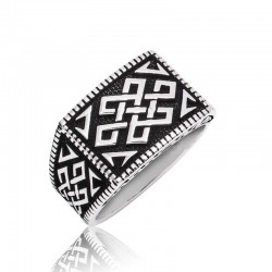 Gümüş Desenli Erkek Yüzük Gümüş Desenli Erkek Yüzük