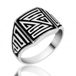 Gümüş Desenli Erkek Yüzük Gümüş Desenli Erkek Yüzük