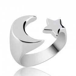 Gümüş Ayarlanabilir Ay Yıldız  Yüzük Gümüş Ayarlanabilir Ay Yıldız  Yüzük