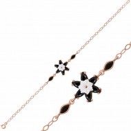 Gümüş Rose Siyah Lotus Çiçeği Bileklik Gümüş Rose Siyah Lotus Çiçeği Bileklik