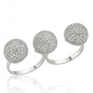 Gümüş Üç Top İkili Bayan Yüzük Gümüş Üç Top İkili Bayan Yüzük