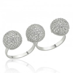 Gümüş Üç Top İkili Bayan Yüzük Gümüş Üç Top İkili Bayan Yüzük