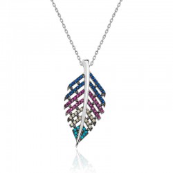 Gümüş Mix Taşlı Yaprak Kolye Gümüş Mix Taşlı Yaprak Kolye